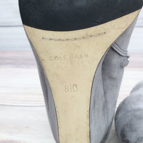 COLE HAAN Jordyn II Gray Suede Wedge Ankle Booties Size 8.5 B - Picture 8 of 9